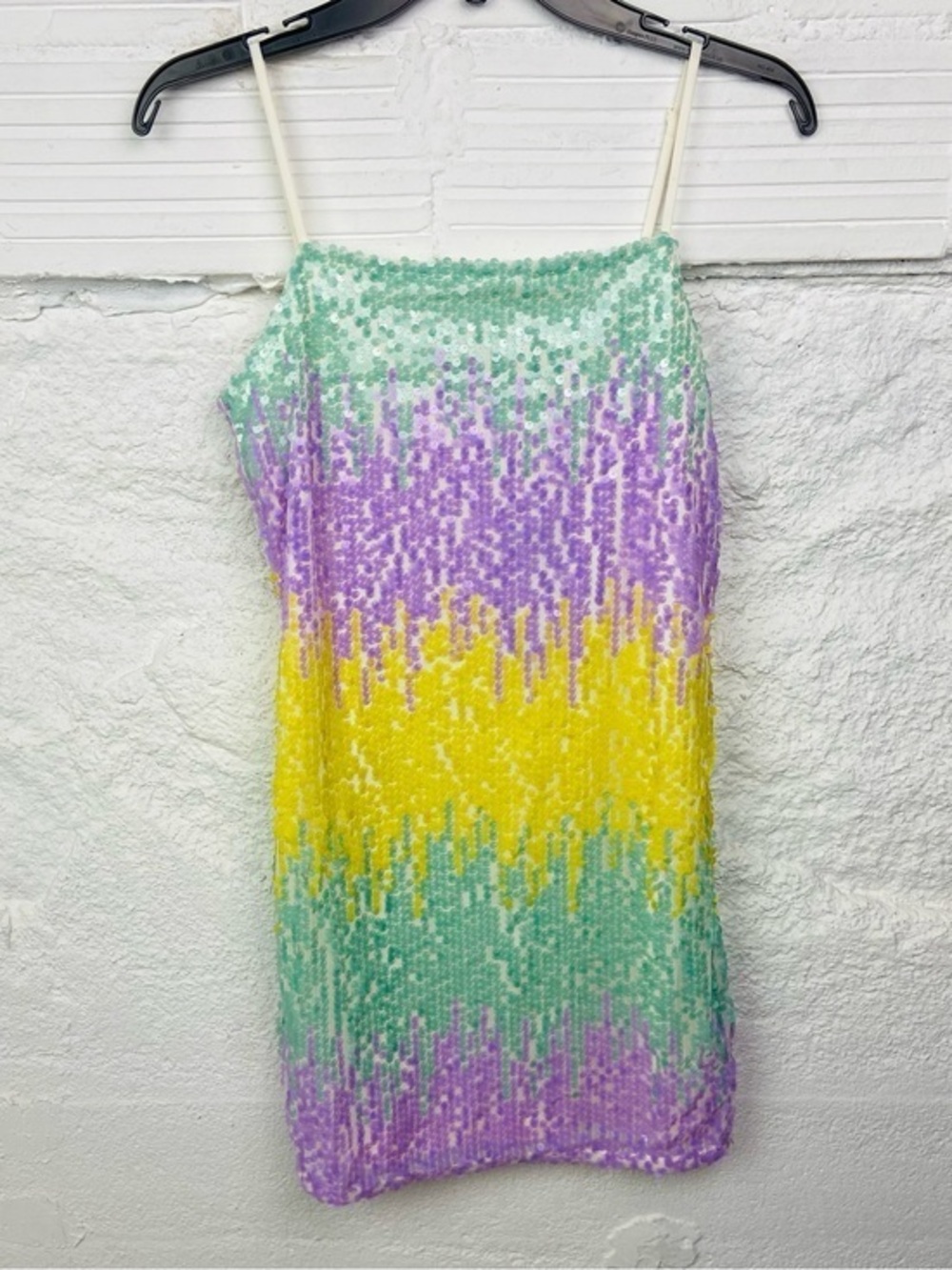 NWT Vero Moda Multicolor Sequin Mini Dress in Yellow, Mint & Lavender size small